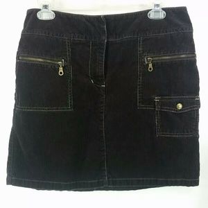 Macys INC Women's Mini Skirt Dark Brown Corduroy S